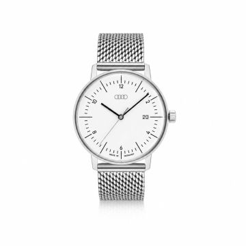 Audi horloge (zilver/wit)