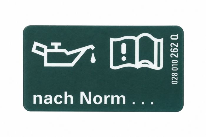 Originele sticker 'olie volgens vw-norm'