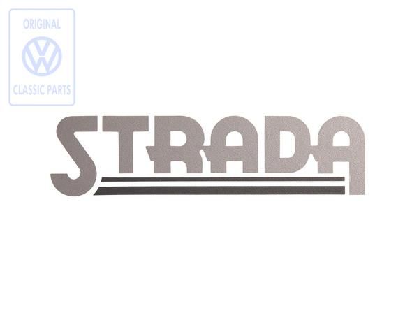 Volkswagen opschrift STRADA - satijnzwart/titaanzilver