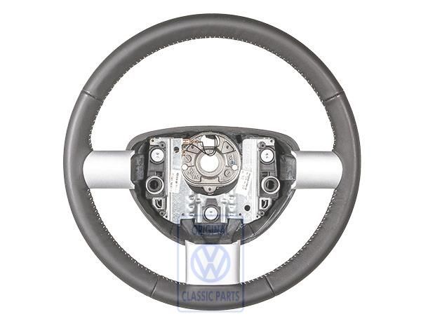 Volkswagen New Beetle (9C) leren stuurwiel voor airbag - zwart/wit