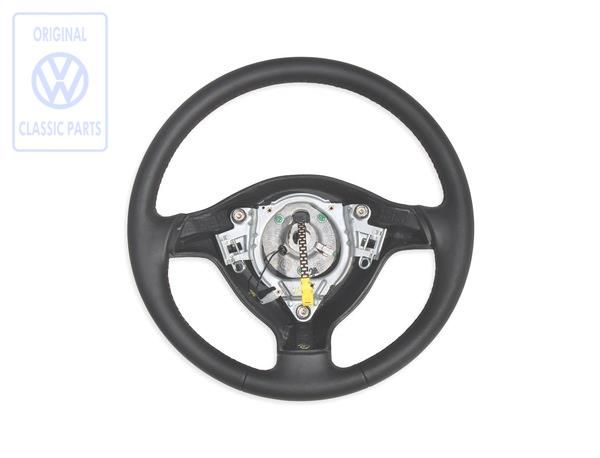 Volkswagen Golf 3 (1H) leren stuurwiel voor airbag - zwart/oranje