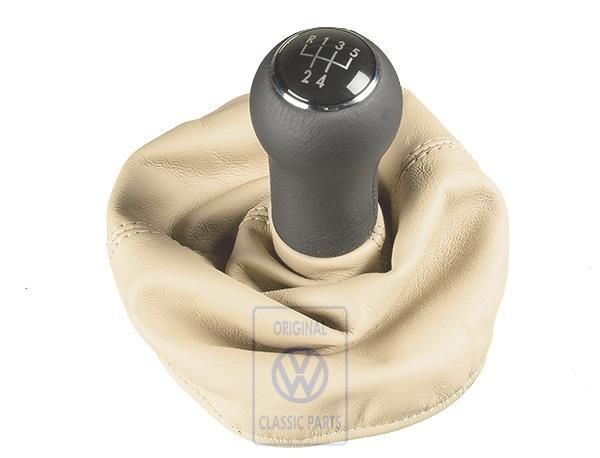 Volkswagen Golf 3 (1H) leren schakelpookknop met hoes - lichtbeige
