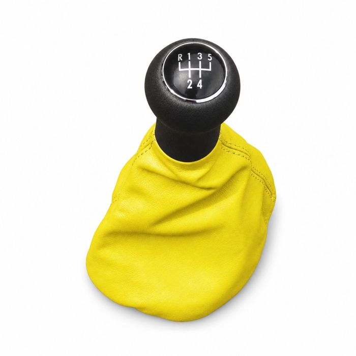 Volkswagen Golf 3 (1H) leren schakelpookknop met hoes - zwart/geel