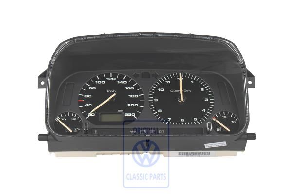 Volkswagen Golf 3 (1H) instrumentenpaneel 220 km/h met analoge klok (1Y, AAZ)