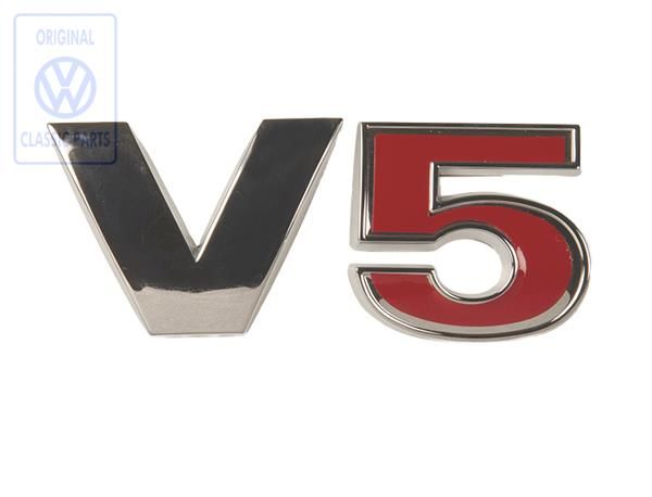 Volkswagen embleem V5 achter - chroom/rood