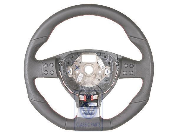 Volkswagen Jetta 5 (1K) leren multifunctioneel stuurwiel voor airbag - zwart/rood