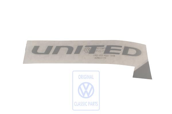Volkswagen folieopschrift UNITED - links, zilver
