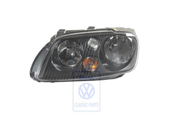 Volkswagen dubbele halogeenkoplamp links - zwart/chroom