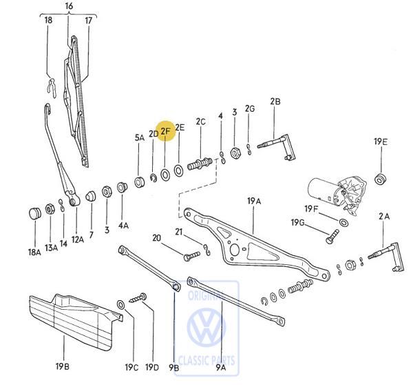 Volkswagen Transporter T2 afstandsring ruitenwisser