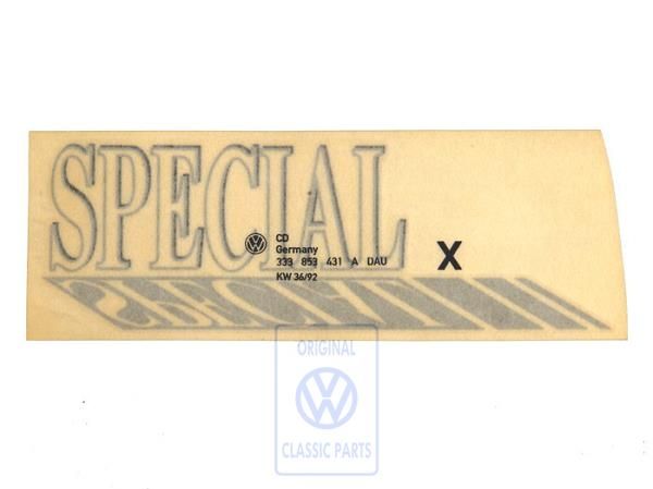 Volkswagen Passat B3 folieopschrift SPECIAL - links, zilver/zwart
