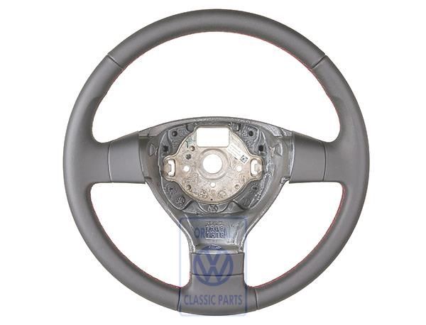 Volkswagen lederen stuurwiel met airbag - satijnzwart/rood