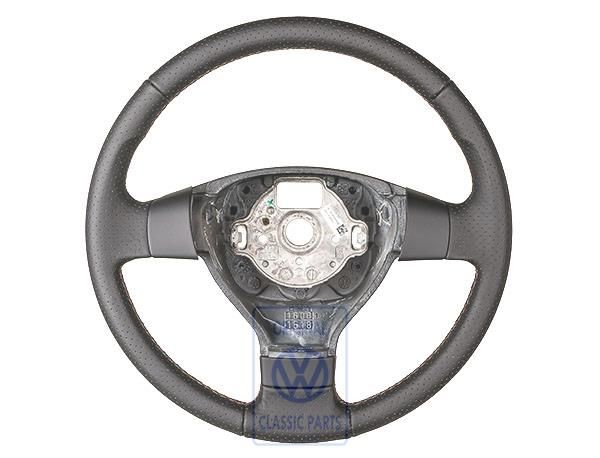 Volkswagen Passat B6 (3C) leren stuurwiel - zwart/teakhout