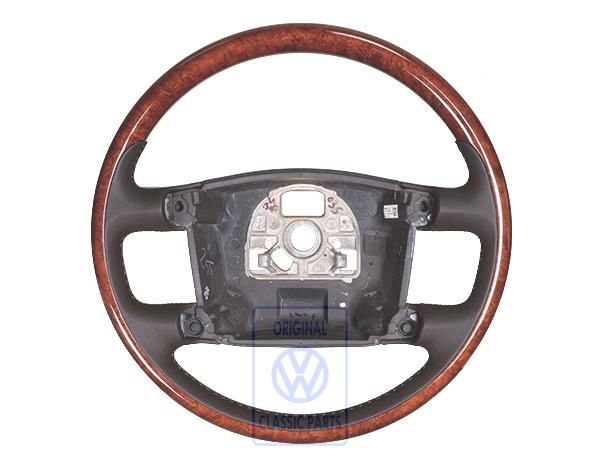Volkswagen stuurwiel van hout en leer - naturelbruin/notenhout