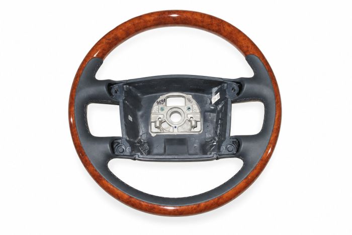 Volkswagen Phaeton (3D) leren stuurwiel met hout - marineblauw/eucalyptus