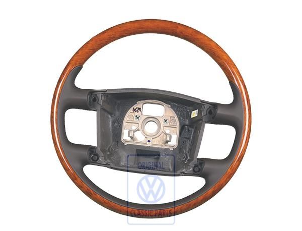 Volkswagen Phaeton (3D) stuurwiel van hout en leer - naturelbruin/eucalyptus