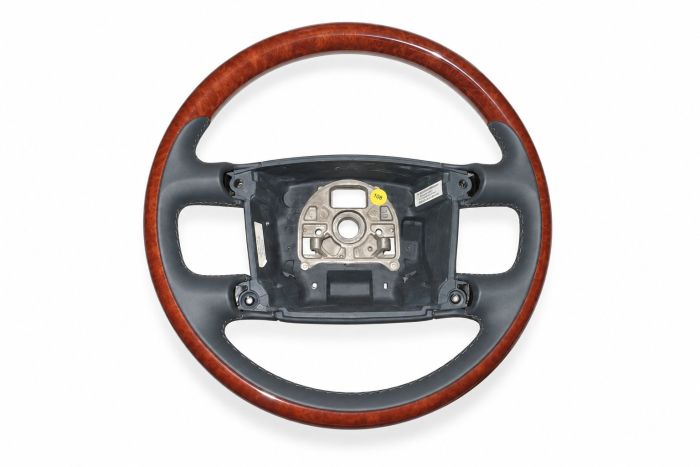 Volkswagen Phaeton (3D) leren stuurwiel met hout - petrol/eucalyptus