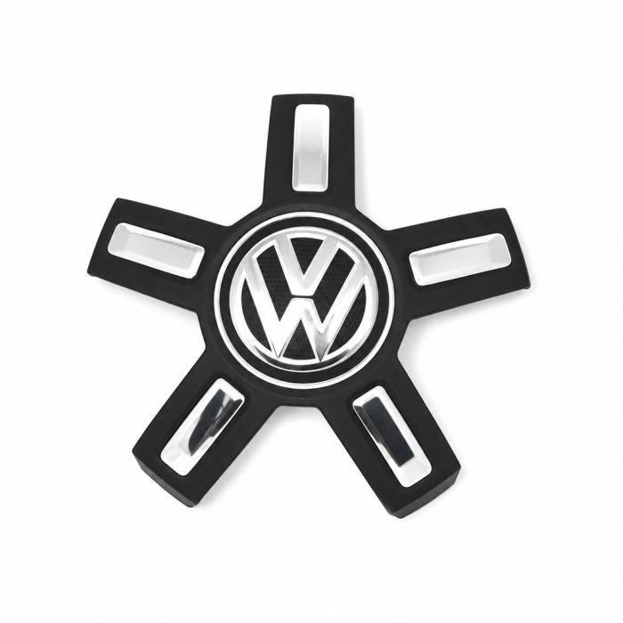 Originele Volkswagen wieldop - wielkap satijnzwart/chroomglans/ reflexzilver