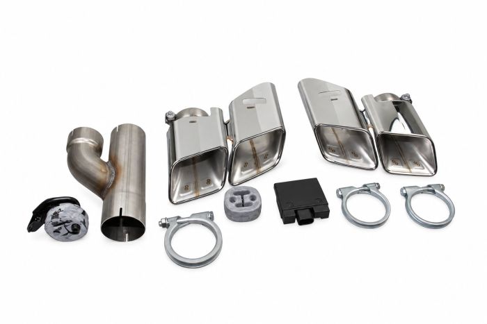 Inbouwset Sound Booster Pro voor uitlaatsysteem SQ7 voor Audi Q7 4M met uitlaatsierstuk
