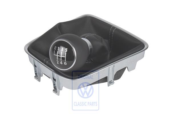 Volkswagen Sharan 2 (7N) leren schakelpookknop met hoes - zwart/artgrijs