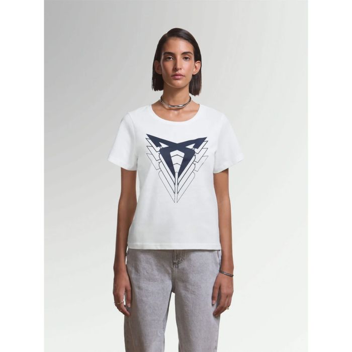 CUPRA T-shirt met groot logo (dames, wit, slimfit)