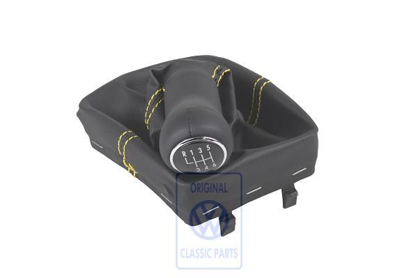 Volkswagen Polo 4 (9N) versnellingspookknop met hoes 6-bak - zwart/geel