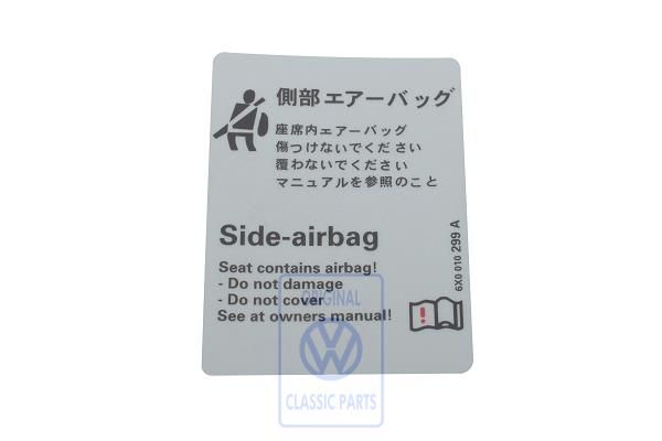 Volkswagen Touran 1 (1T) waarschuwingssticker zijairbag