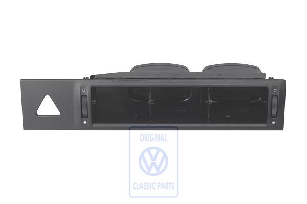 Volkswagen Transporter T4 luchtroosterhuis - midden, satijnzwart, linksgestuurd