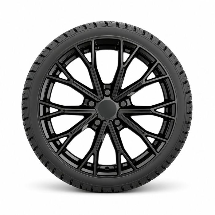 Audi Q6 e-tron (85H) lichtmetalen wielset in hoogglans zwart met Goodyear winterbanden (stijl 22)
